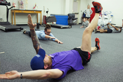 HHP students stretch during lab
